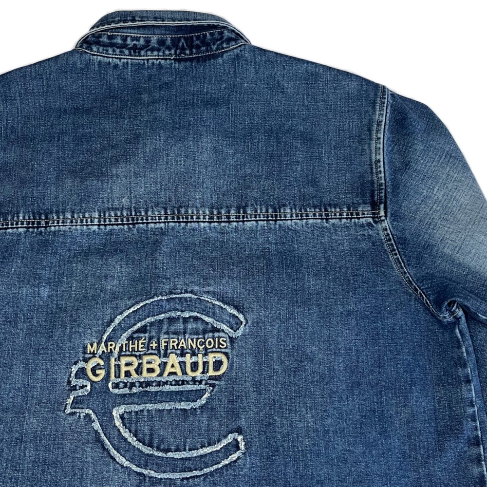 marithe francois girbaud embroidered logo in the back mens denim shirt size L